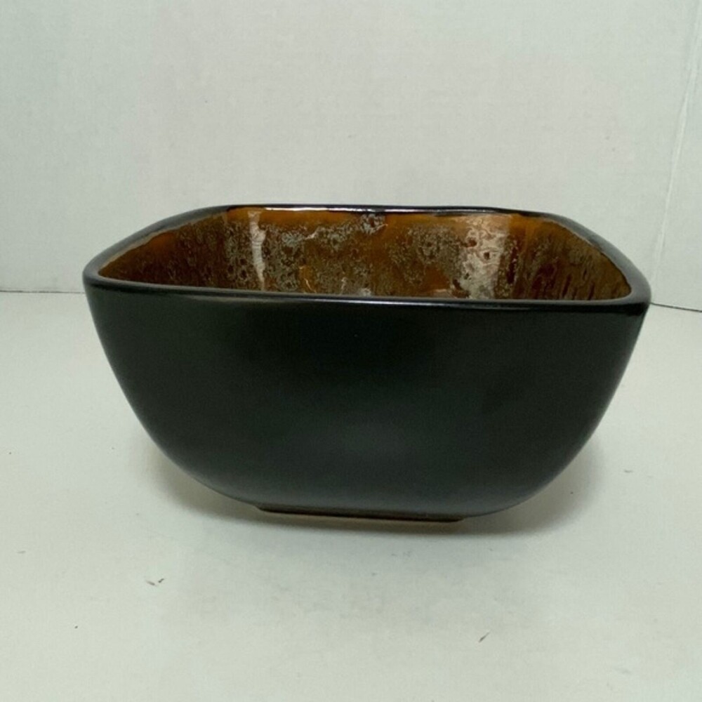 Drip Glaze Splatter Ceramic Bowl Better Homes/Gardens Rust/Brown/Aqua 5"x 5" - Picture 6 of 12